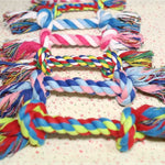 Dog bite rope toy dog rope knot molar bite-resistant color double knot cotton rope toy