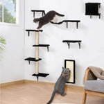 5 Pcs Wall Mounted Cat Climber Set  Floating Cat Shelves And Perches  Cat Activity Tree With Scratching Posts  Modern Cat Furniture