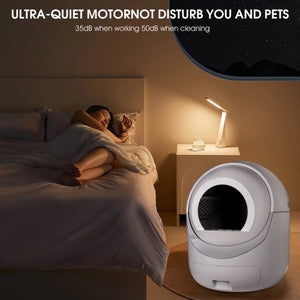 Smart Automatic Cat Litter Box,Automatic Scooping And Odor Removal, App Control, Support 5G    2.4G WiFi For Multiple Cats, Double Odor Removal